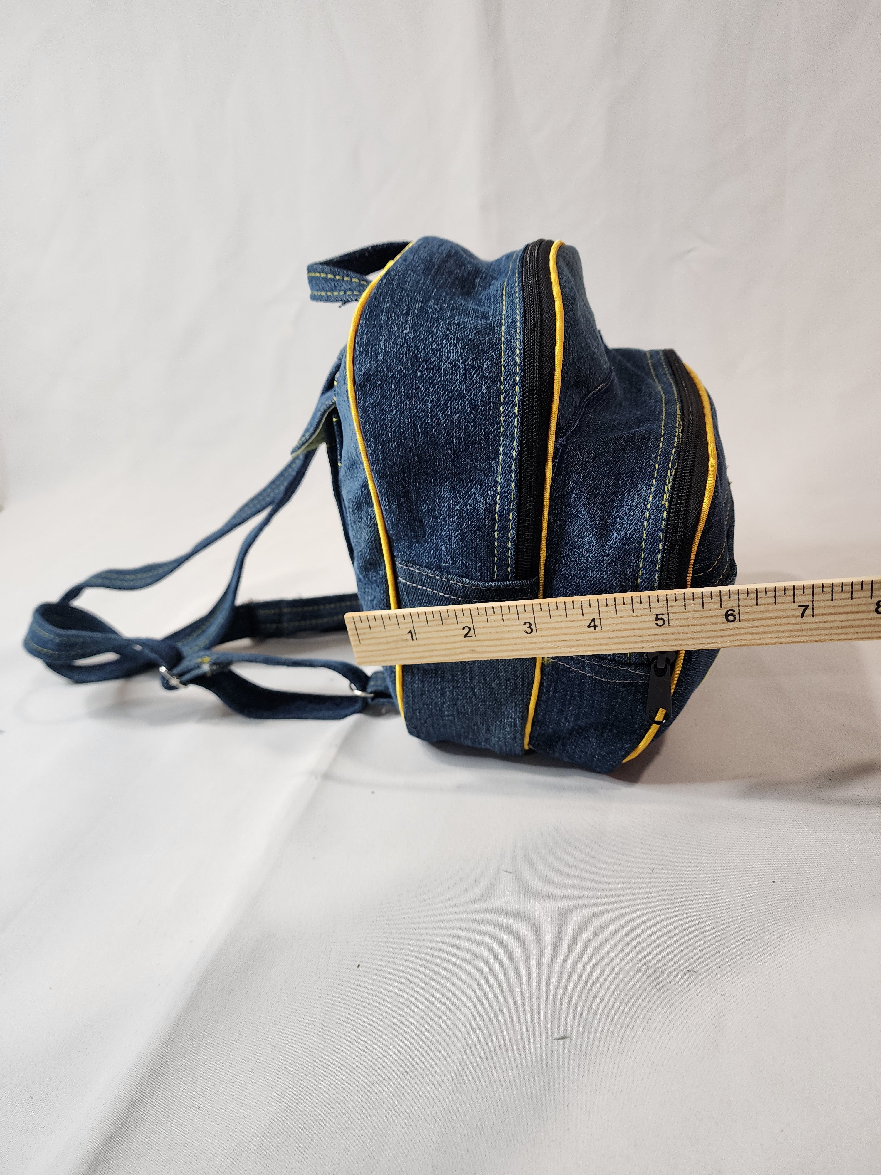 mini denim backpack